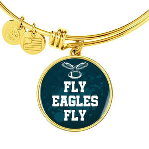 Fly Eagles Fly Bracelet Personalized Engraved Gold Circle Bangle Bracelet Custom
